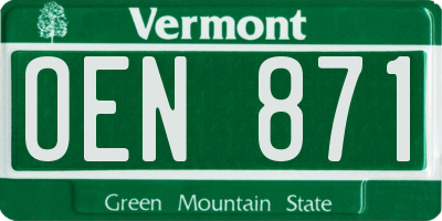 VT license plate OEN871