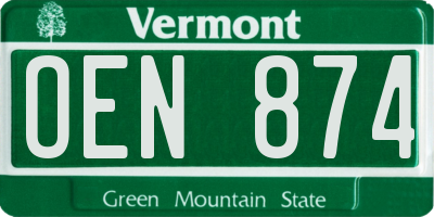 VT license plate OEN874