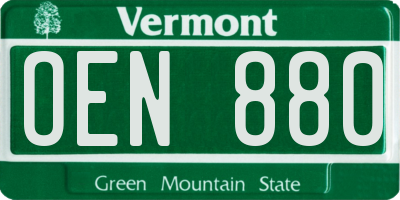 VT license plate OEN880