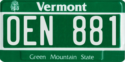 VT license plate OEN881