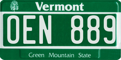 VT license plate OEN889