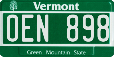 VT license plate OEN898