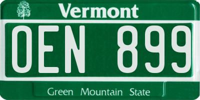 VT license plate OEN899