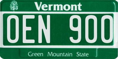 VT license plate OEN900