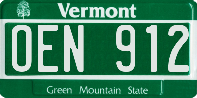 VT license plate OEN912