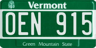 VT license plate OEN915