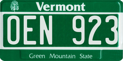 VT license plate OEN923