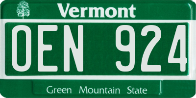 VT license plate OEN924