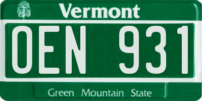 VT license plate OEN931