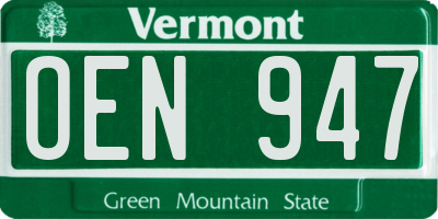 VT license plate OEN947