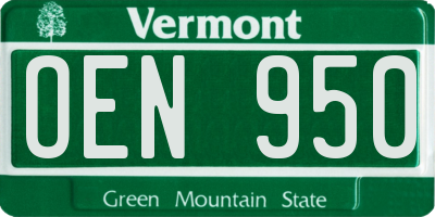 VT license plate OEN950
