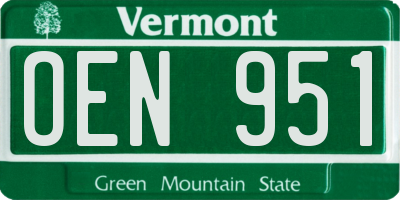 VT license plate OEN951