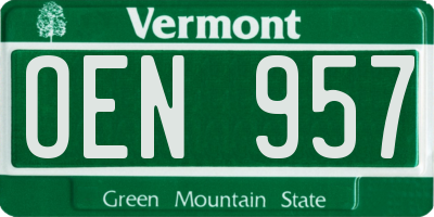VT license plate OEN957