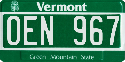 VT license plate OEN967