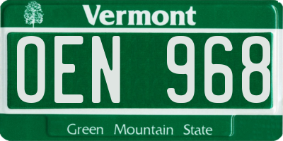 VT license plate OEN968