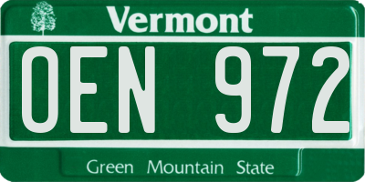 VT license plate OEN972