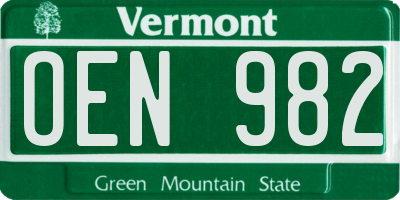 VT license plate OEN982