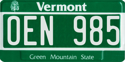 VT license plate OEN985