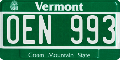 VT license plate OEN993