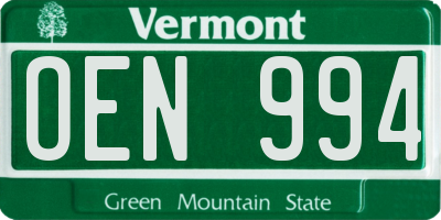 VT license plate OEN994