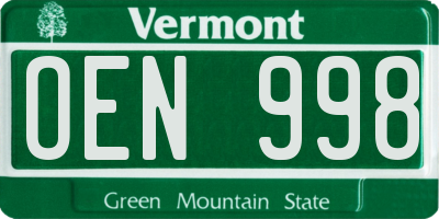 VT license plate OEN998
