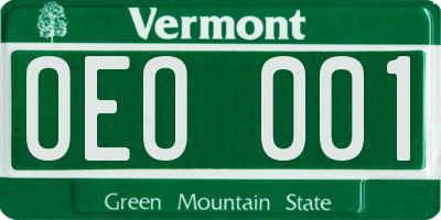 VT license plate OEO001