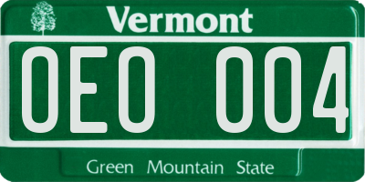 VT license plate OEO004