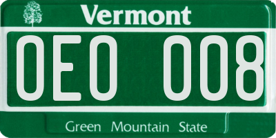 VT license plate OEO008