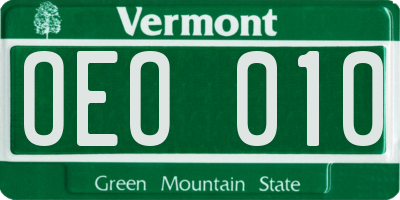 VT license plate OEO010