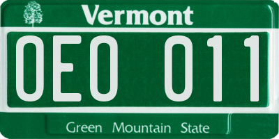 VT license plate OEO011