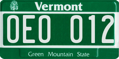 VT license plate OEO012
