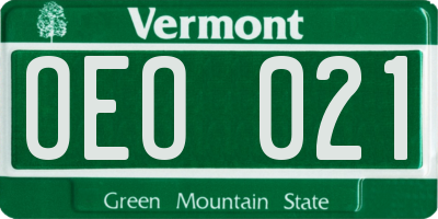 VT license plate OEO021
