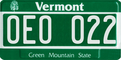 VT license plate OEO022