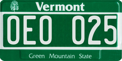 VT license plate OEO025