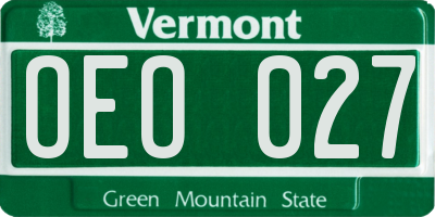VT license plate OEO027
