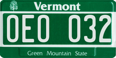 VT license plate OEO032