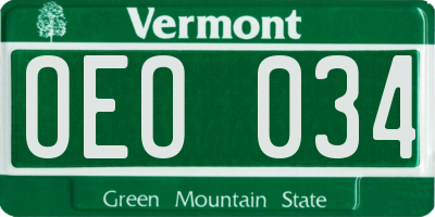 VT license plate OEO034