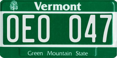 VT license plate OEO047