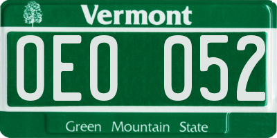 VT license plate OEO052