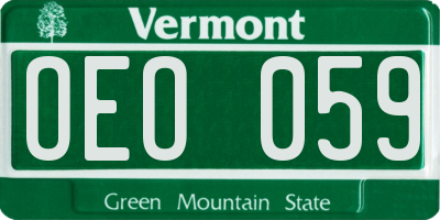 VT license plate OEO059