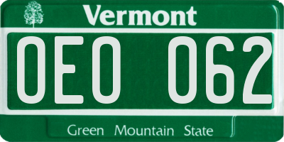 VT license plate OEO062