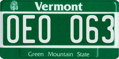 VT license plate OEO063