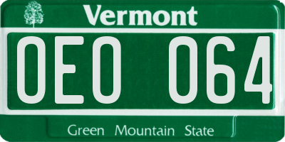 VT license plate OEO064