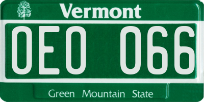 VT license plate OEO066