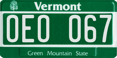 VT license plate OEO067