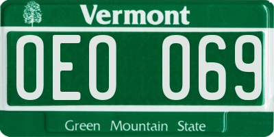 VT license plate OEO069
