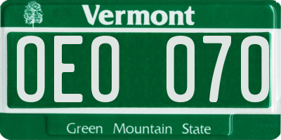 VT license plate OEO070
