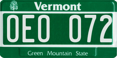 VT license plate OEO072