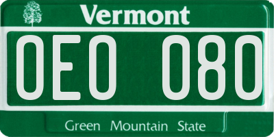 VT license plate OEO080