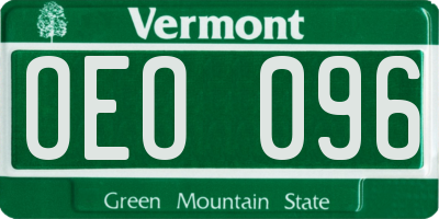 VT license plate OEO096